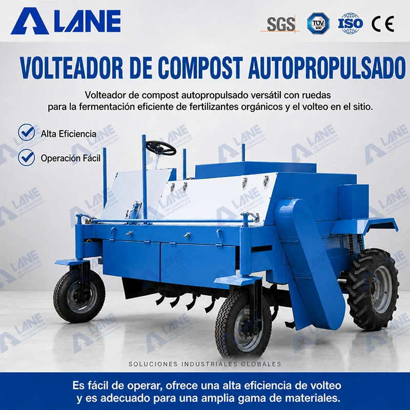 Volteador de compost con ruedas