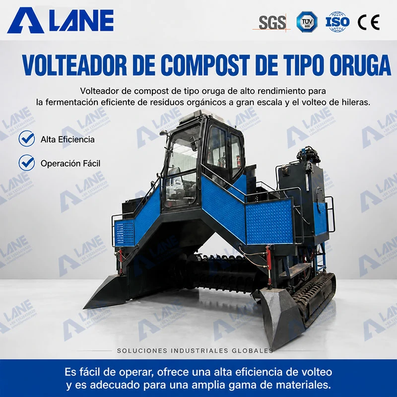 Volteadora de compost sobre orugas a gran escala