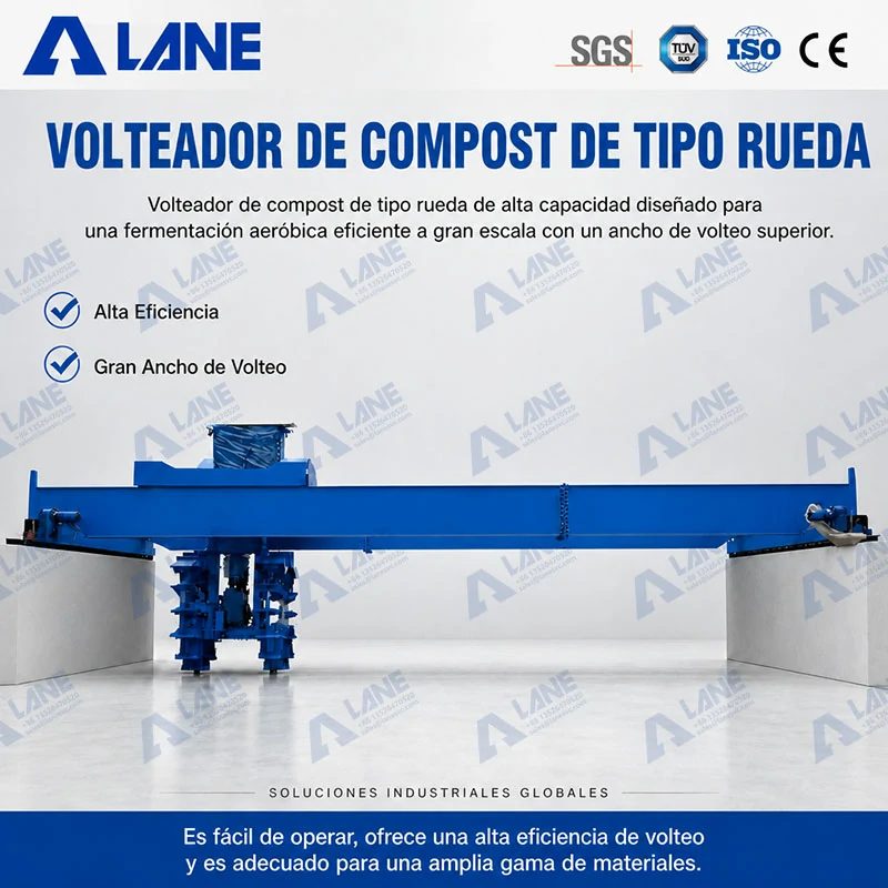 Volteadora de Compost de Canal con Rueda Giratoria