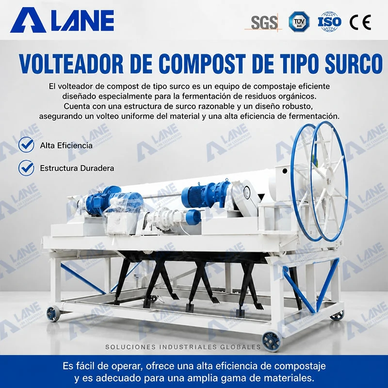 Volteador de compost tipo ranura