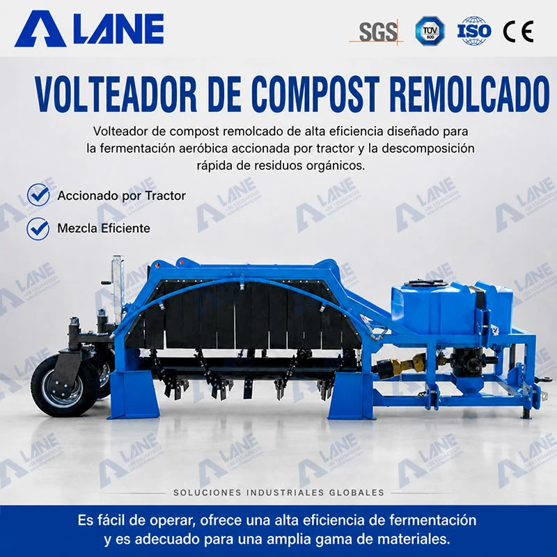 Volteadora de compost arrastrada por tractor